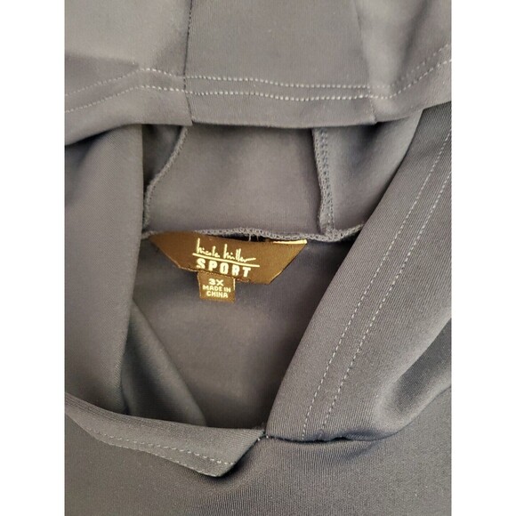 Nicole Miller Sport Hoodie Pressed Raised Print Dark Teal Scuba Pullover 3XL NWT - Picture 8 of 15